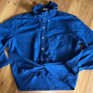 J. Crew recycled Denim Ruffle-Collar Shirt